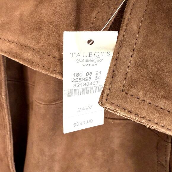 NWT TALBOTS WOMAN Brown leather top button suede coat jacket PLUS SIZE 24 - Picture 4 of 7